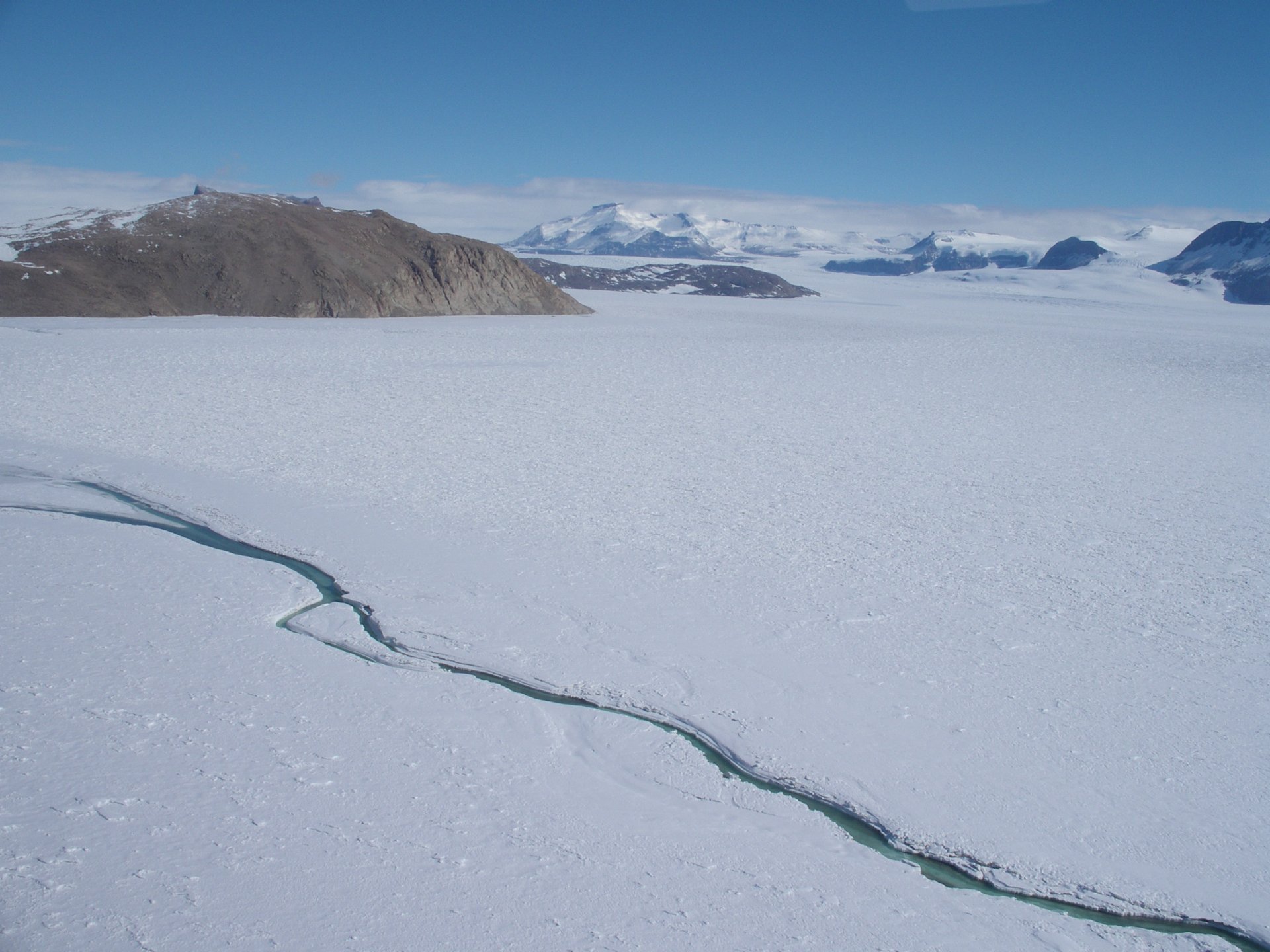 Stream crossing a glacier