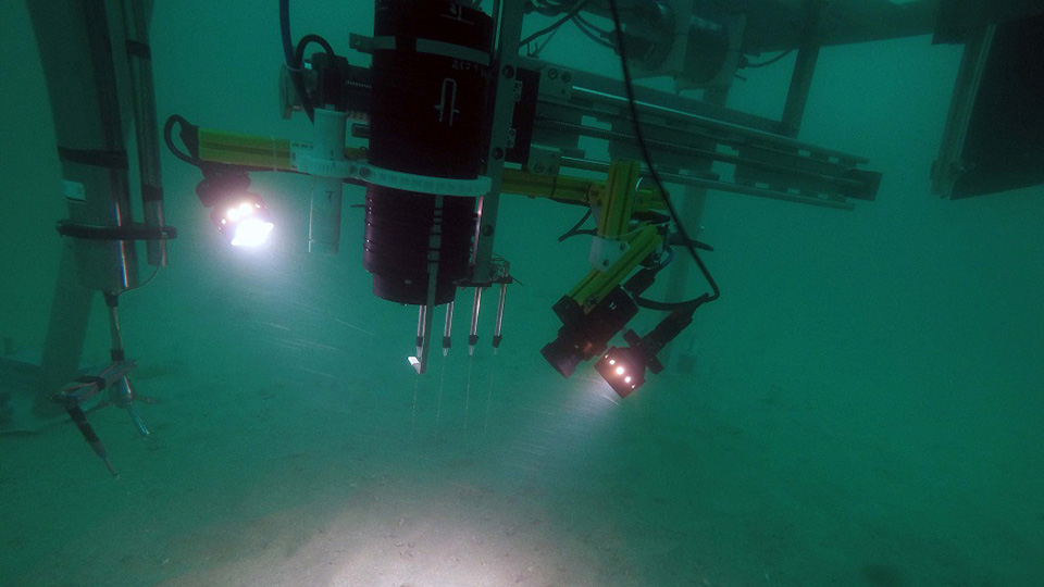 Unterwasserbild von LanceALot wärend der Roboter den Meeresboden vermisst. Foto: MARUM, Universität Bremen