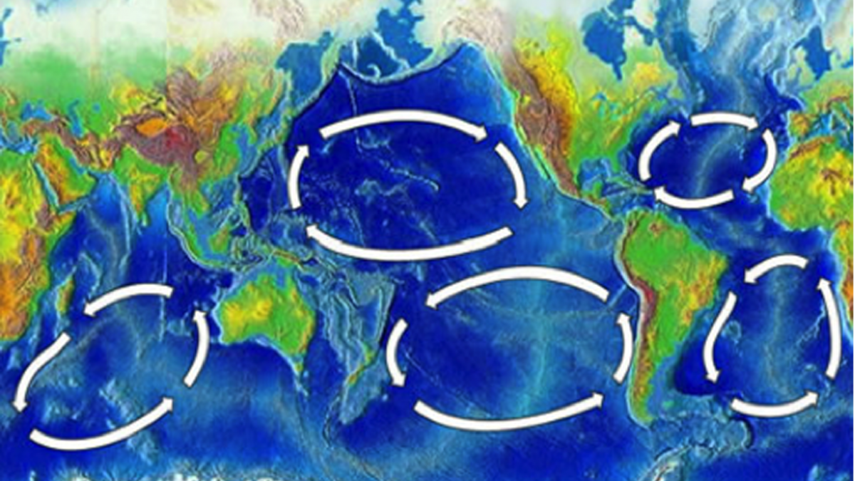 Es gibt fünf große Ozeanwirbel - den Nordatlantischen, Südatlantischen, Nordpazifischen, Indischen und Südpazifischen Wirbel. (© NOAA)